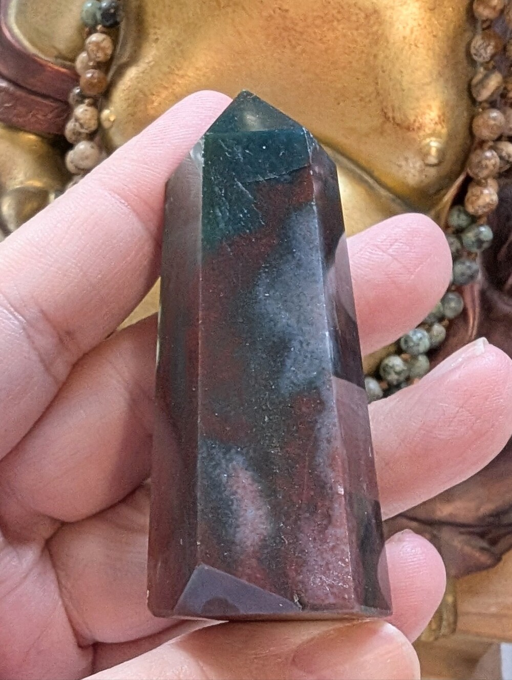 Natural Ocean Jasper Polished Point Crystal Tower